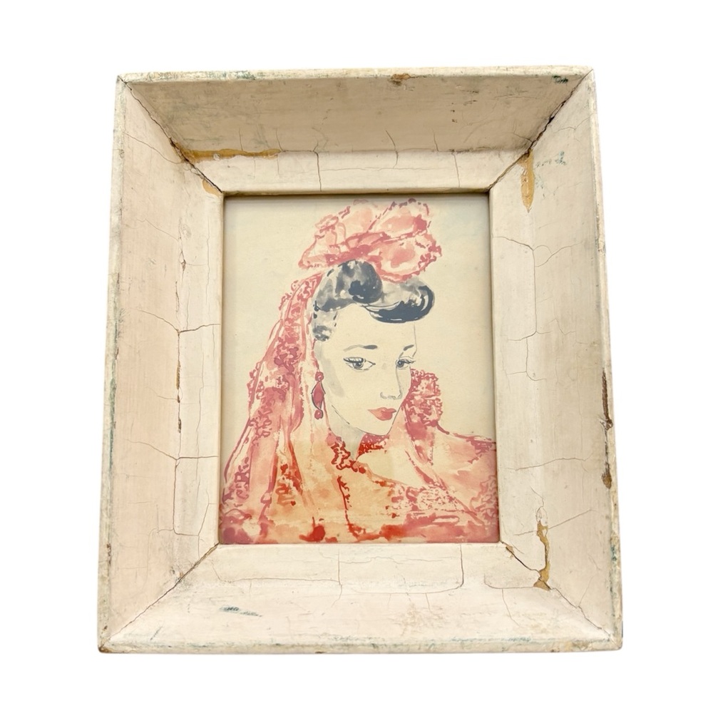 Vintage Framed Lady Portrait